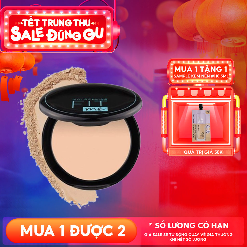Phấn Phủ Maybelline Dạng Nén Che Phủ Hoàn Hảo, Kiềm Dầu Hiệu Quả Fit Me Matte Poreless Powder SPF32 /PA+++ 6g - Hộp Tròn