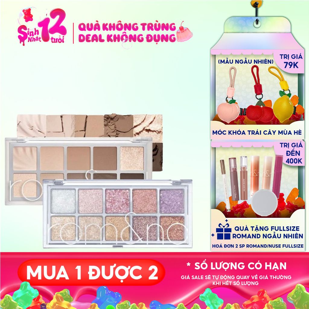 [NEW][Màu 00 - 13] Bảng Phấn Mắt 10 Ô Siêu Lấp Lánh Romand Better Than Eye Palette