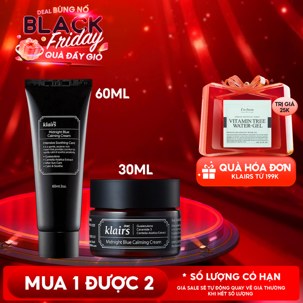  Kem Dưỡng Klairs Làm Dịu, Cải Thiện Da Ban Đêm Midnight Blue Calming Cream 