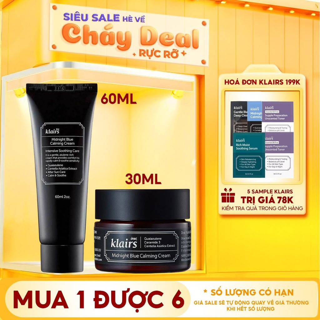Kem Dưỡng Klairs Làm Dịu, Cải Thiện Da Ban Đêm Midnight Blue Calming Cream