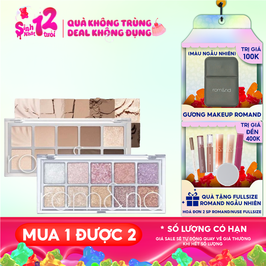 [NEW][Màu 00 - 13] Bảng Phấn Mắt 10 Ô Siêu Lấp Lánh Romand Better Than Eye Palette