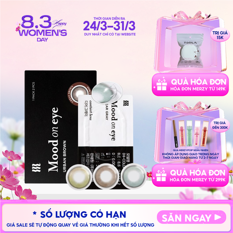 Kính Áp Tròng Merzy Lens Mắt Màu Tự Nhiên, Cao Cấp Hàn Quốc Mood On Eye Contact Lens