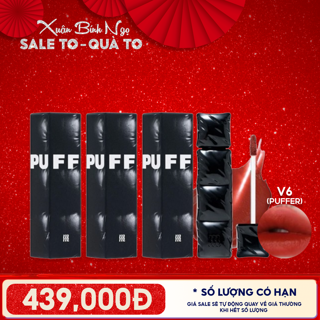 [PACK TIẾT KIỆM 53%] 3 Son Phao Kem Lì Merzy Bền Màu, Lâu Trôi Puffer Velvet Tint 3.7g #V6 Firenze Negroni