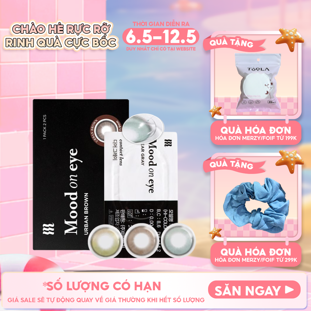 Kính Áp Tròng Merzy Lens Mắt Màu Tự Nhiên, Cao Cấp Hàn Quốc Mood On Eye Contact Lens