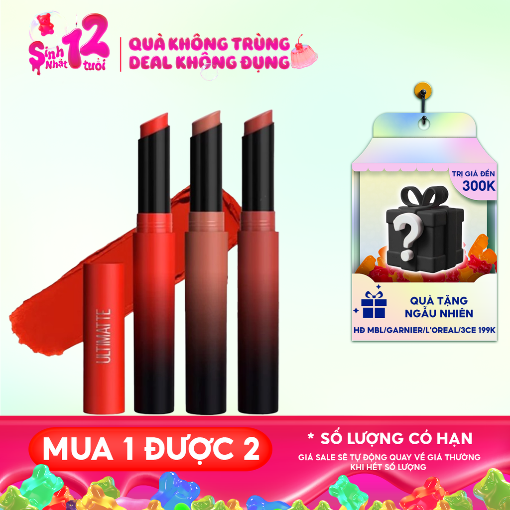 Son Thỏi Lì, Siêu Nhẹ, Mịn Môi Maybelline Ultimatte By Color Sensational Matte Lipstick 1.7g
