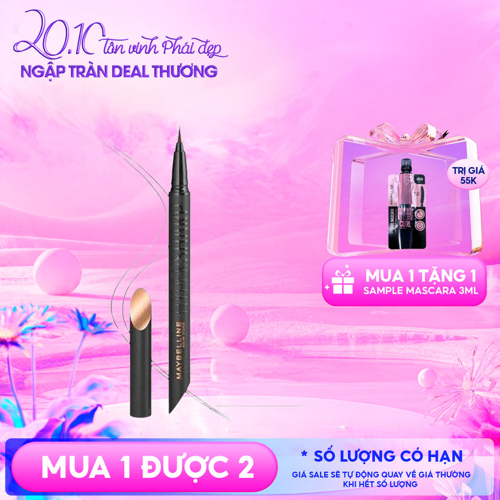 Bút Kẻ Mắt Nước Siêu Sắc Mảnh, Không Lem Trôi Maybelline New York Hyper Sharp Liner Extreme 0.4g
