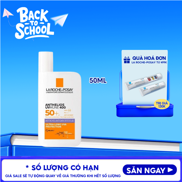  Sữa Chống Nắng La Roche-Posay Dưỡng Sáng DaAnthelios UVmune 400 + Anti-Dark Spots Fluid Invisible Protection Ultra-Long UVA + Hevl 50ml 