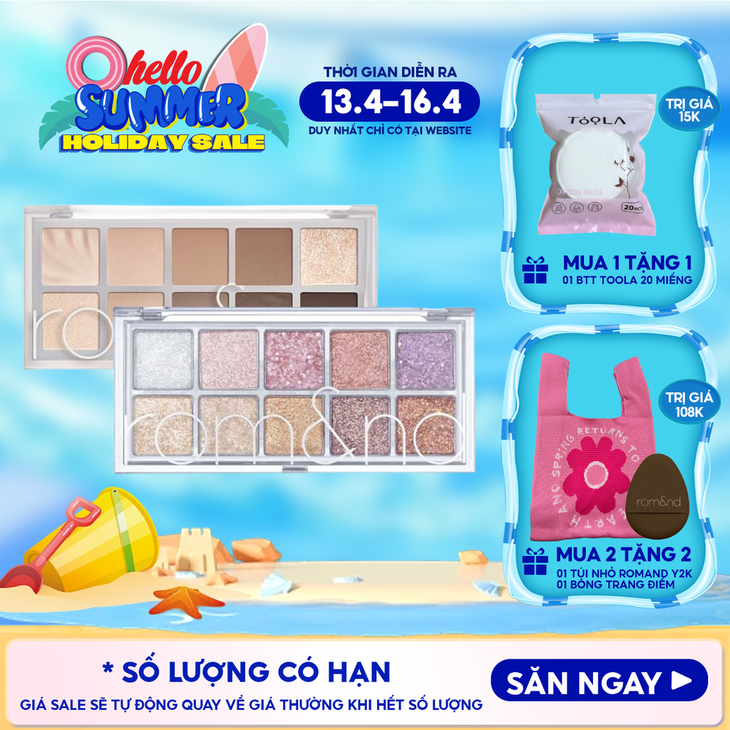 [NEW][Màu 00 - 13] Bảng Phấn Mắt 10 Ô Siêu Lấp Lánh Romand Better Than Eye Palette