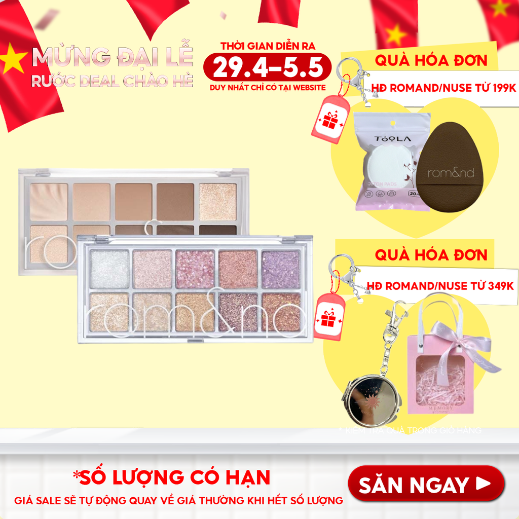 [NEW][Màu 00 - 13] Bảng Phấn Mắt 10 Ô Siêu Lấp Lánh Romand Better Than Eye Palette