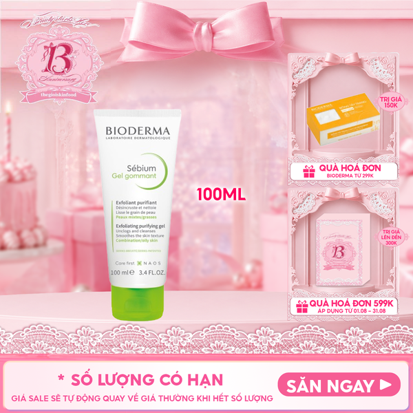  Gel Tẩy Tế Bào Chết Bioderma Cho Da Dầu Mụn Sebium Gel Gommant 100ml 