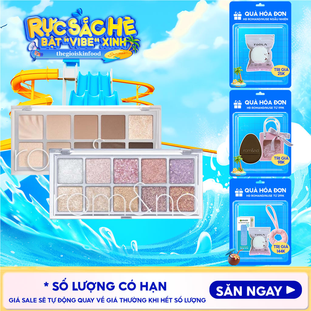 [Màu 00 - 13] Bảng Phấn Mắt 10 Ô Siêu Lấp Lánh Romand Better Than Eye Palette