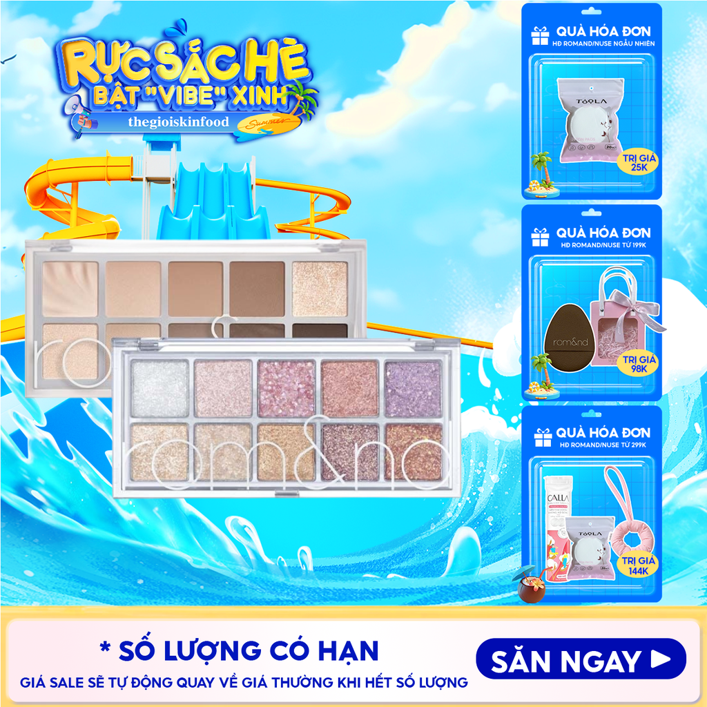[NEW][Màu 00 - 13] Bảng Phấn Mắt 10 Ô Siêu Lấp Lánh Romand Better Than Eye Palette