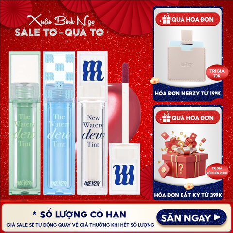 [NEW DEW] Son Tint Bóng Merzy Dạng Thạch, Bền Màu, Lâu Trôi Cho Đôi Môi Căng Mọng, Ẩm Mịn The Watery Dew Tint