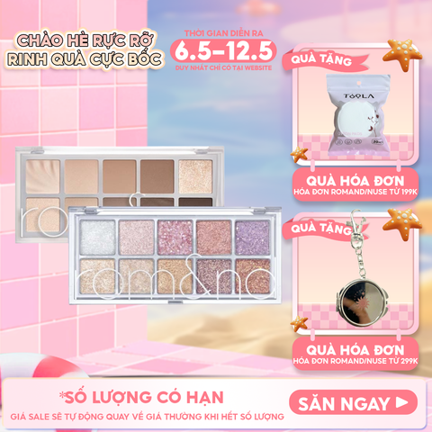 [NEW][Màu 00 - 13] Bảng Phấn Mắt 10 Ô Siêu Lấp Lánh Romand Better Than Eye Palette