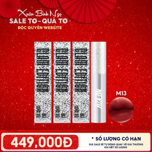  [ĐỘC QUYỀN - COMBO SIÊU HỜI] 3 Son Kem Lì Mềm Mịn, Lâu Trôi Merzy The Glam Mellow Tint 4g M13 Vỏ Bạc 