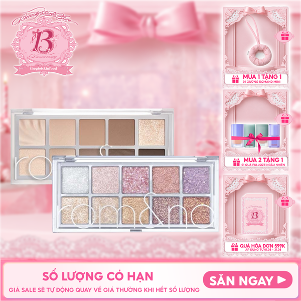 [Màu 00 - 13] Bảng Phấn Mắt 10 Ô Siêu Lấp Lánh Romand Better Than Eye Palette 