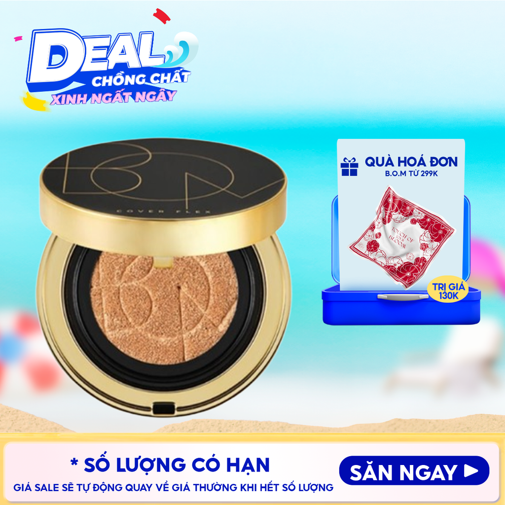 Phấn Nước  B.O.M Trang Điểm Che Phủ Tốt, Khuyết Điểm, Lâu Trôi Cover Flex Cushion SPF50+/ PA+++ 15g