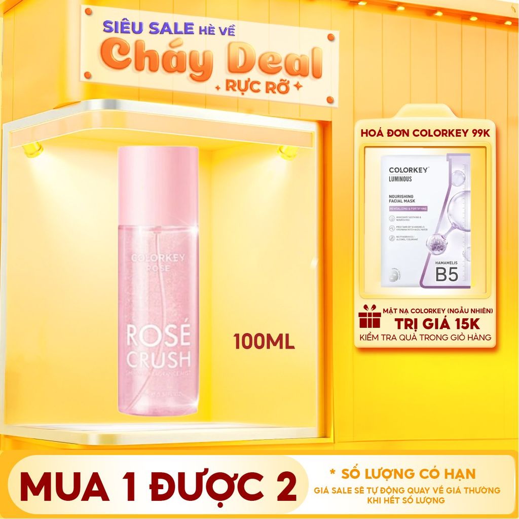 Xịt Thơm Toàn Thân Colorkey Rosé Rosé Crush Shimmer Fragrance Mist 100ml