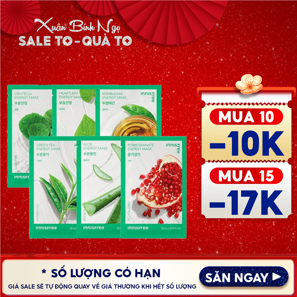 Mặt Nạ Miếng Innisfree Chiết Xuất Từ Thiên Nhiên Squeeze Energy Mask 22ml