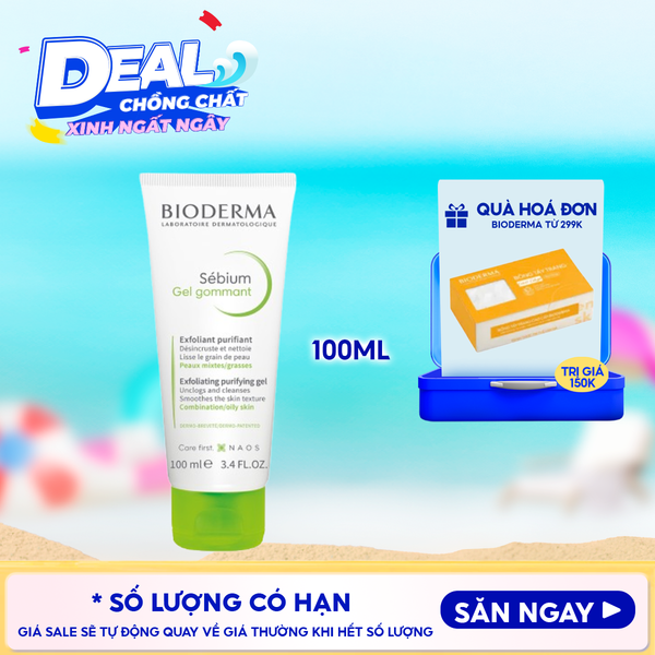  Gel Tẩy Tế Bào Chết Bioderma Cho Da Dầu Mụn Sebium Gel Gommant 100ml 