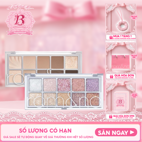  [Màu 00 - 13] Bảng Phấn Mắt 10 Ô Siêu Lấp Lánh Romand Better Than Eye Palette 
