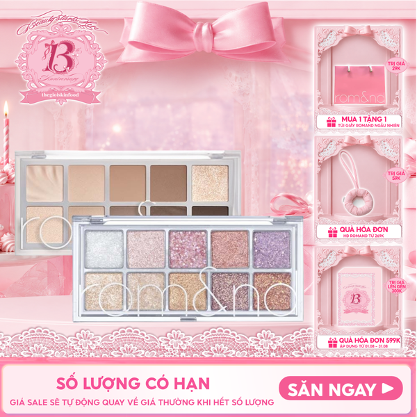  [Màu 00 - 13] Bảng Phấn Mắt 10 Ô Siêu Lấp Lánh Romand Better Than Eye Palette 