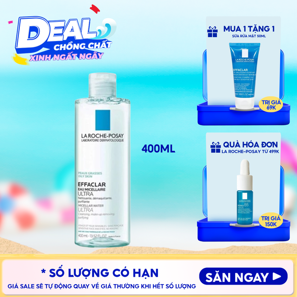  Nước Tẩy Trang La Roche-Posay Dành Cho Da Dầu Mụn, Da Nhạy Cảm Effaclar Eau Micellaire Ultra 