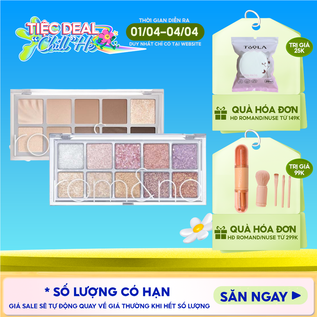 [NEW][Màu 00 - 13] Bảng Phấn Mắt 10 Ô Siêu Lấp Lánh Romand Better Than Eye Palette