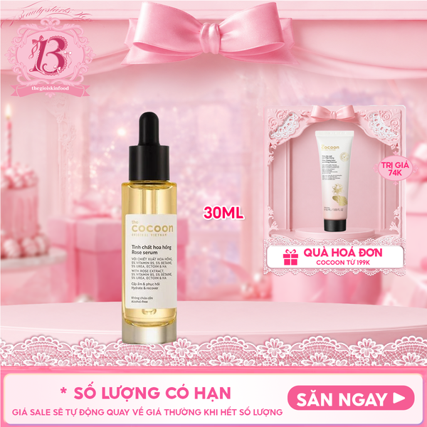  Serum Cocoon Tinh Chất Cấp Ẩm Và Phục Hồi Da Chiết Xuất Hoa Hồng Rose Serum 30ml 