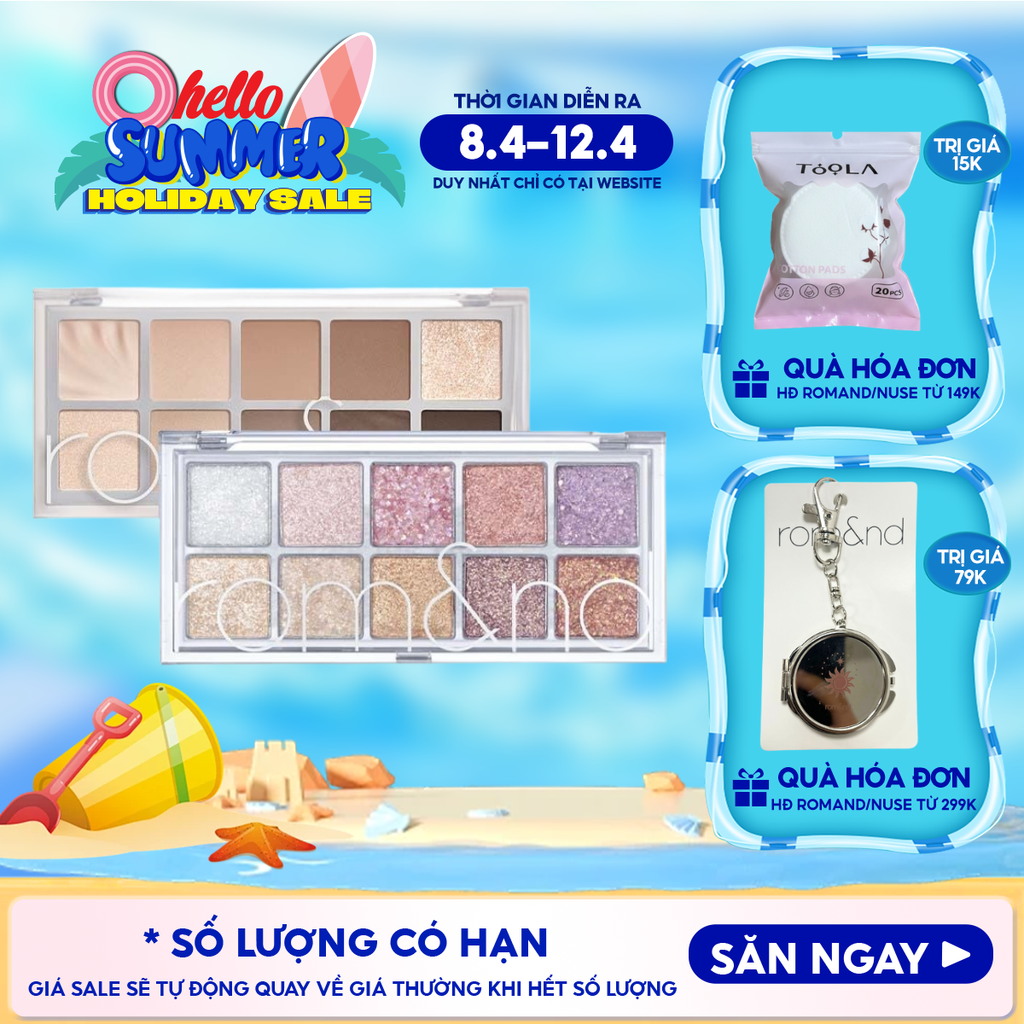 [NEW][Màu 00 - 13] Bảng Phấn Mắt 10 Ô Siêu Lấp Lánh Romand Better Than Eye Palette