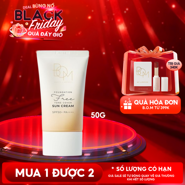  Kem Chống Nắng B.O.M Che Khuyết Điểm Foundation Free Tone Cover Sun Cream SPF50+ PA++++ 50g 