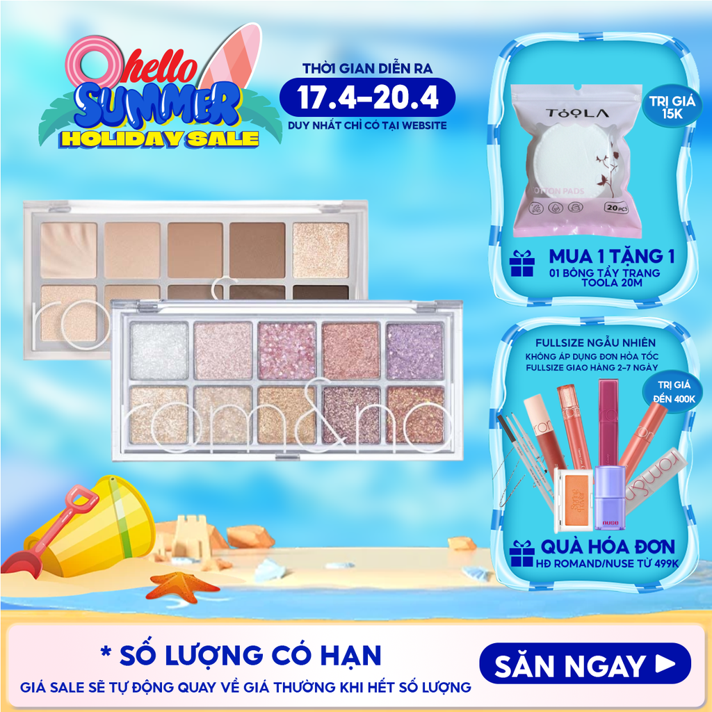[NEW][Màu 00 - 13] Bảng Phấn Mắt 10 Ô Siêu Lấp Lánh Romand Better Than Eye Palette