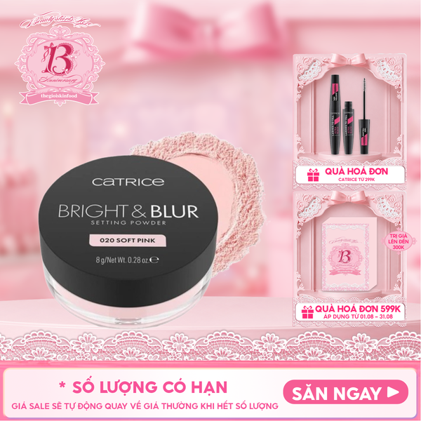  Phấn Phủ Dạng Bột Catrice Căng Bóng Nâng Tone Bright & Blur Setting Powder 020 Soft Pink 8g 