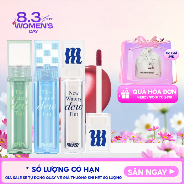  [NEW DEW] Son Tint Bóng Merzy Dạng Thạch, Bền Màu, Lâu Trôi Cho Đôi Môi Căng Mọng, Ẩm Mịn The Watery Dew Tint 