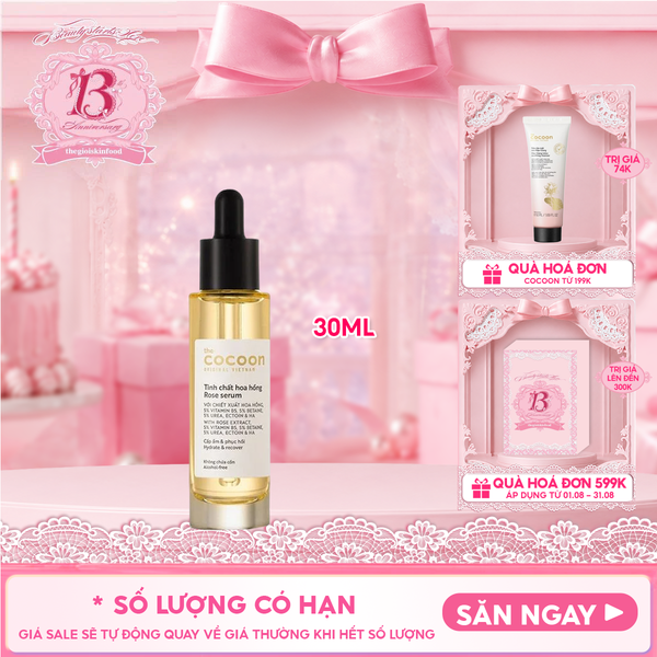  Serum Cocoon Tinh Chất Cấp Ẩm Và Phục Hồi Da Chiết Xuất Hoa Hồng Rose Serum 30ml 