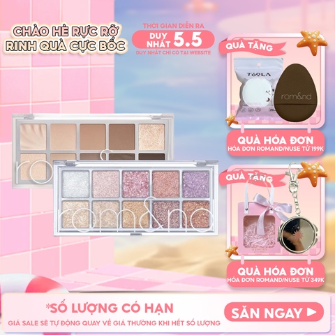 [NEW][Màu 00 - 13] Bảng Phấn Mắt 10 Ô Siêu Lấp Lánh Romand Better Than Eye Palette