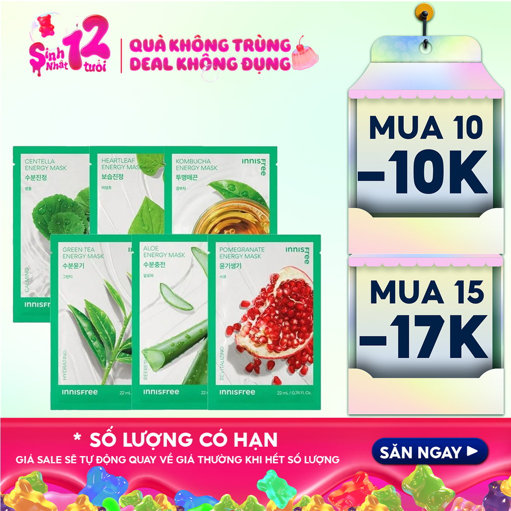 Mặt Nạ Miếng Innisfree Chiết Xuất Từ Thiên Nhiên Squeeze Energy Mask 22ml