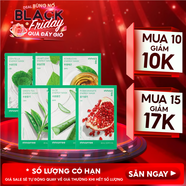  Mặt Nạ Miếng Innisfree Chiết Xuất Từ Thiên Nhiên Squeeze Energy Mask 22ml 