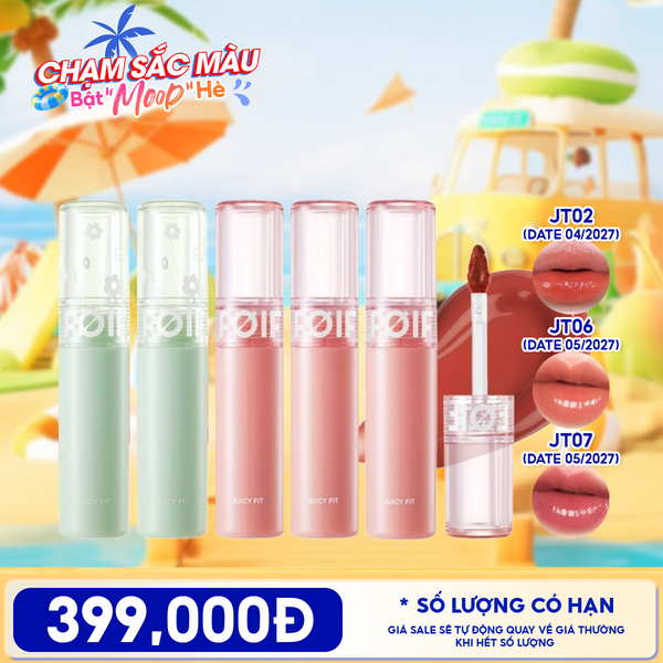  [PACK TIẾT KIỆM 11%] 5 Son Tint Bóng Thuần Chay FOIF Juicy Fit Tint (date 04/2027) 