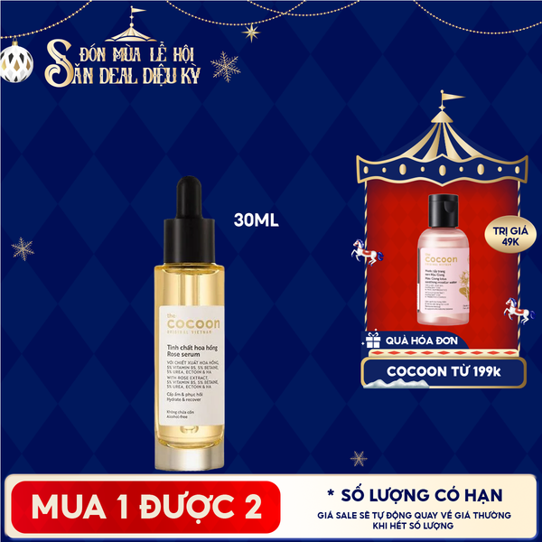 Serum Cocoon Tinh Chất Cấp Ẩm Và Phục Hồi Da Chiết Xuất Hoa Hồng Rose Serum 30ml 