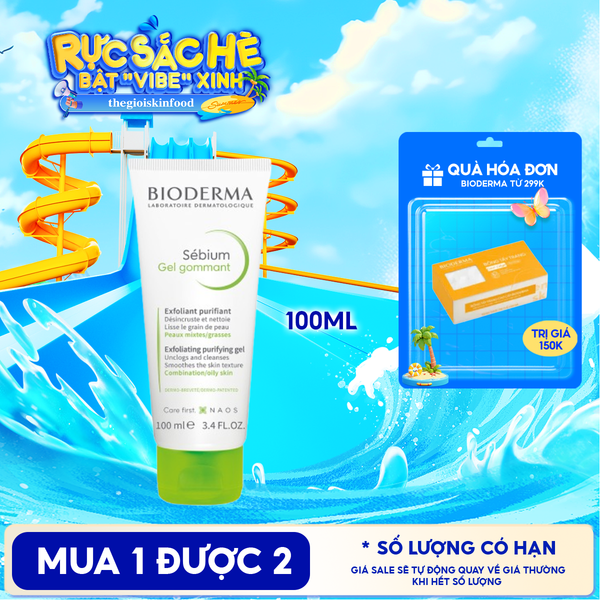  Gel Tẩy Tế Bào Chết Bioderma Cho Da Dầu Mụn Sebium Gel Gommant 100ml 