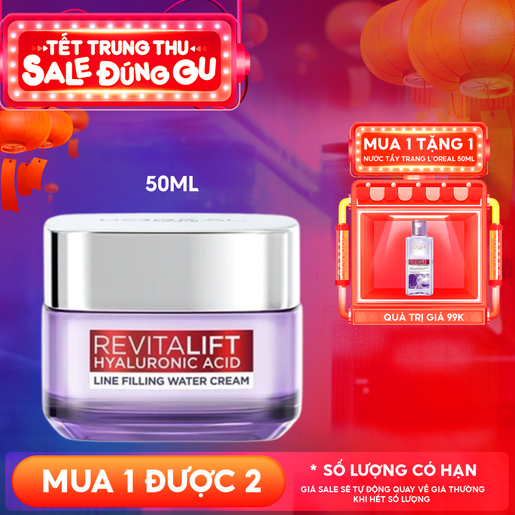 Kem Dưỡng L'oreal Cấp Ẩm, Cải Thiện Nếp Nhăn Revitalift Hyaluronic Acid Line Filling Water Cream