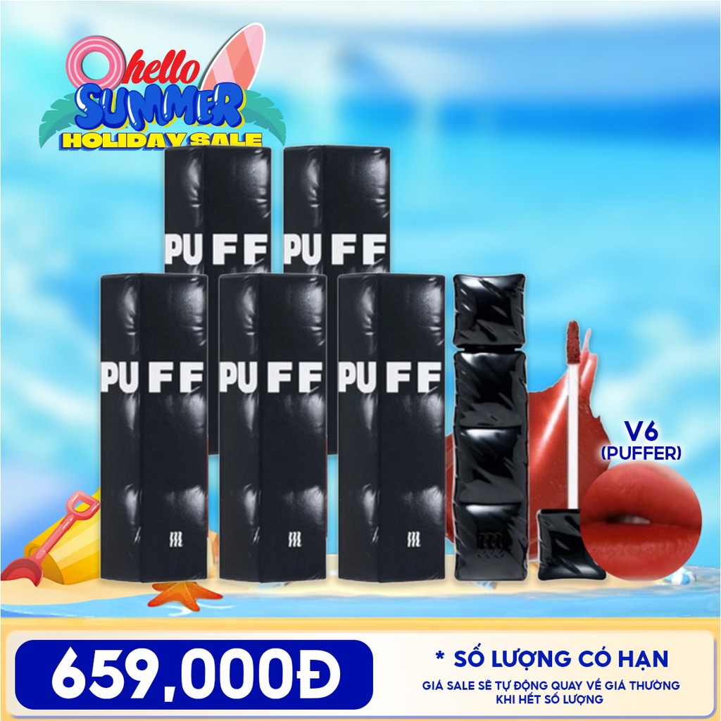 [PACK TIẾT KIỆM 58%] 5 Son Phao Kem Lì Merzy Bền Màu, Lâu Trôi Puffer Velvet Tint 3.7g #V6 Firenze Negroni