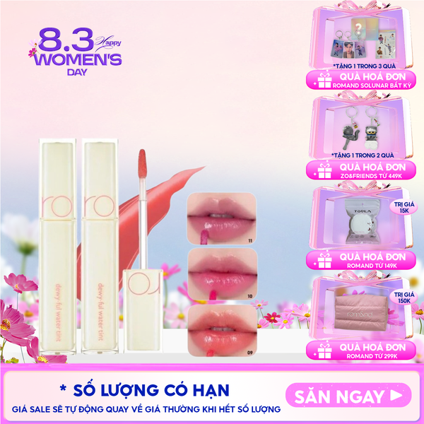  Son Tint Bóng Siêu Lì Cho Đôi Môi Căng Mọng Romand Milk Grocery Dewyful Water Tint 5g 