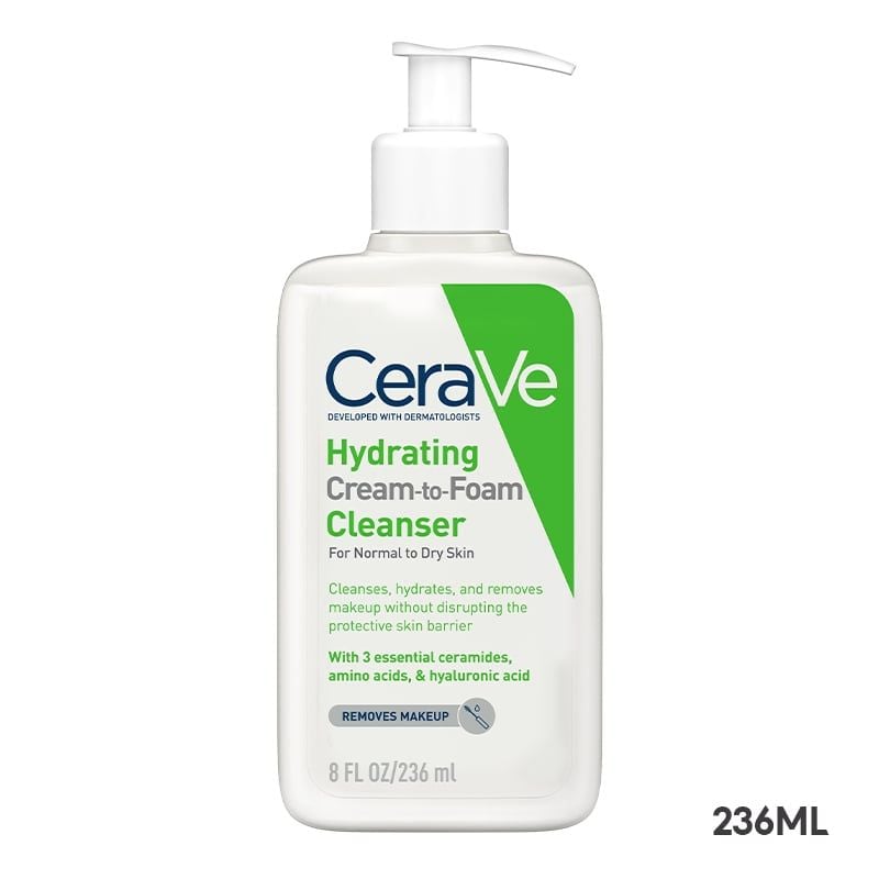 Sữa Rửa Mặt Dạng Kem Cerave Làm Sạch Và Tẩy Trang 2in1 Hydrating Cream-To-Foam Cleanser