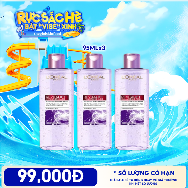  Combo Travel: 3 Sản Phẩm Nước Tẩy Trang L'oreal Revitalift Hyaluronic Acid Hydrating Micellar Water 