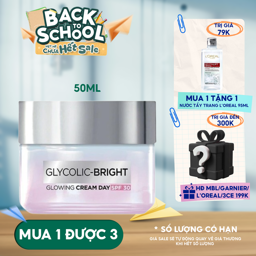 Kem Dưỡng Ban Ngày Hỗ Trợ Mờ Thâm Nám L'Oreal Glycolic Bright Glowing Cream Day