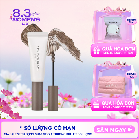 Mascara Chân Mày Romand Siêu Tự Nhiên, Bền Màu, Lâu Trôi Han All Brow Cara 9g