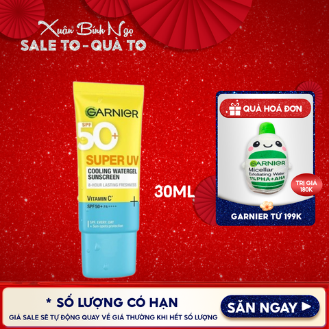 Kem Chống Nắng Garnier Tươi Mát Super UV Cooling Watergel Sunscreen SPF50+ PA++++ 30ml