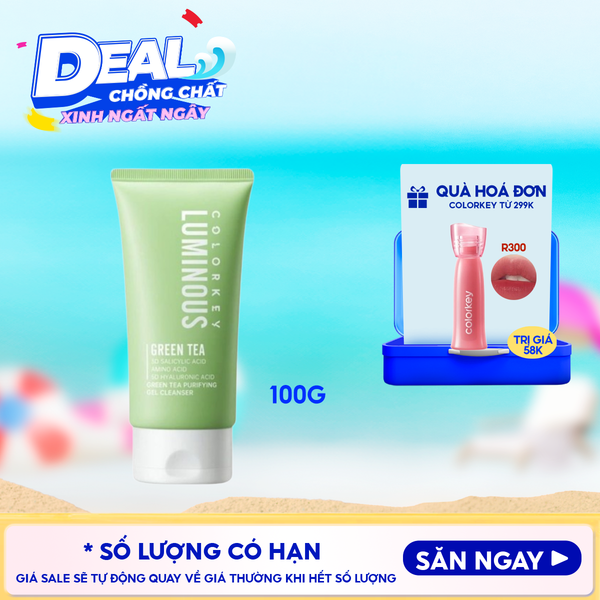  Gel Rửa Mặt Colorkey Trà Xanh Luminous Green Tea Purifying Gel Cleanser 100g 